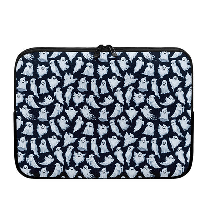 White Ghost Pattern Print Laptop Sleeve