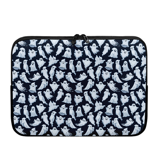 White Ghost Pattern Print Laptop Sleeve