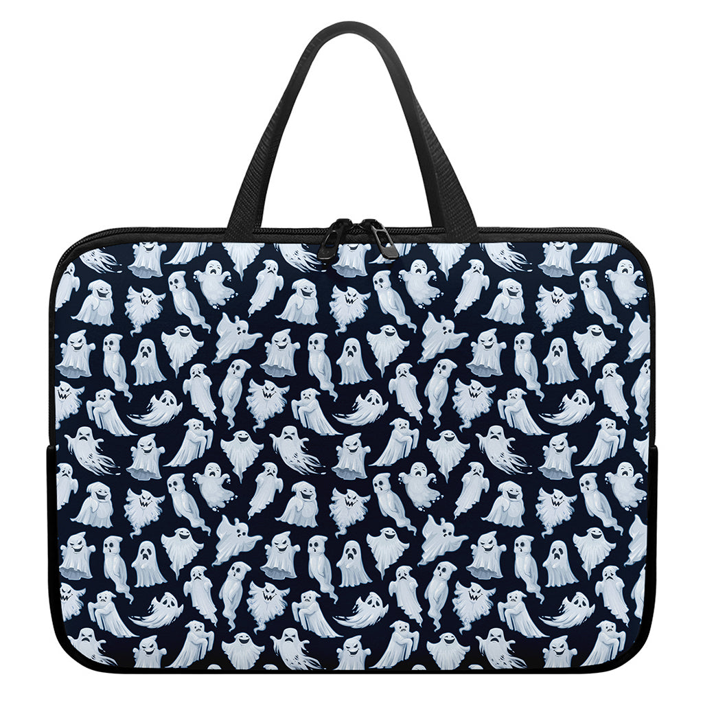 White Ghost Pattern Print Laptop Sleeve With Handle