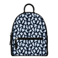 White Ghost Pattern Print Leather Backpack