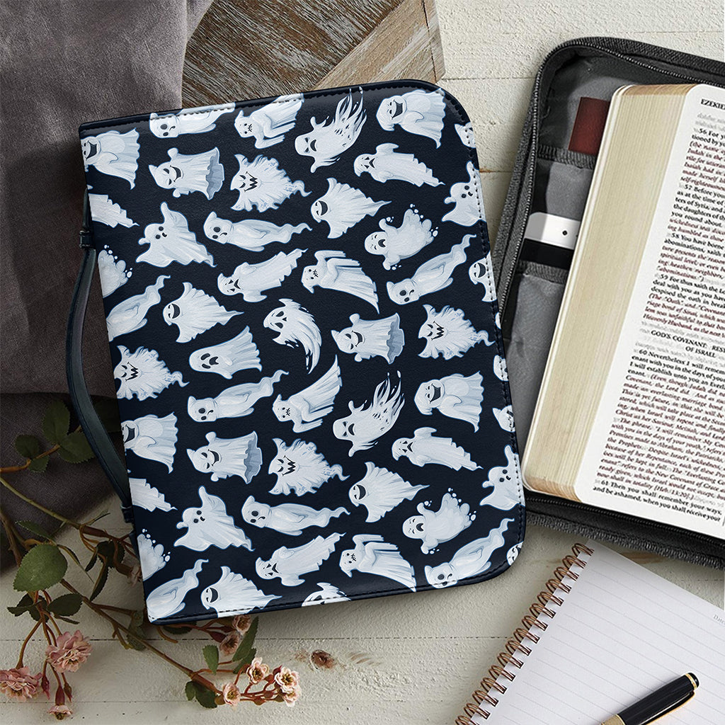 White Ghost Pattern Print Leather Bible Cover