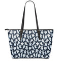 White Ghost Pattern Print Leather Tote Bag With Zipper
