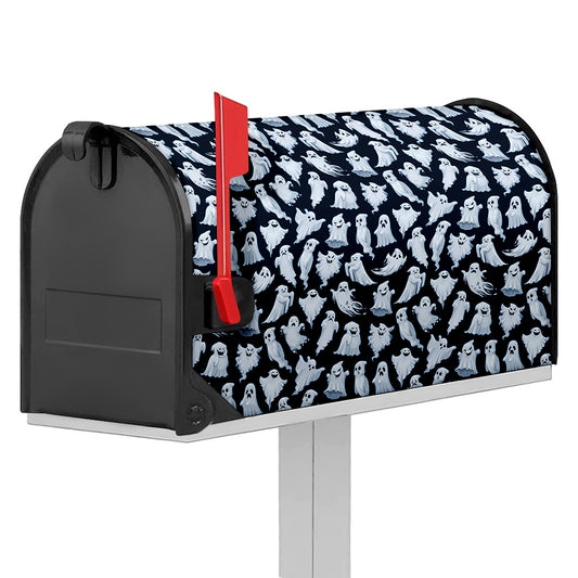 White Ghost Pattern Print Mailbox Cover