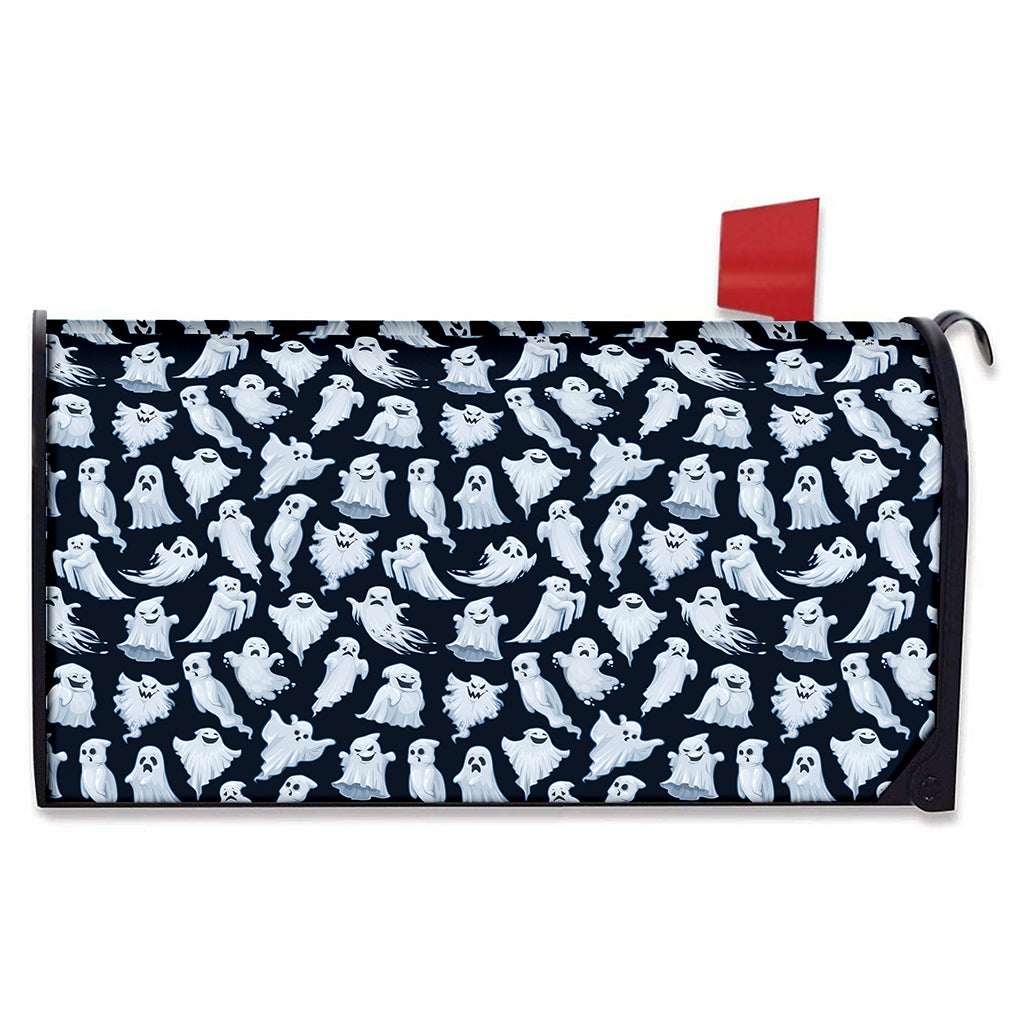 White Ghost Pattern Print Mailbox Cover