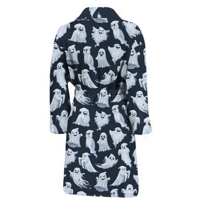 White Ghost Pattern Print Men's Bathrobe