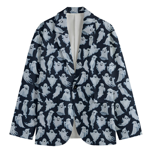 White Ghost Pattern Print Men's Blazer