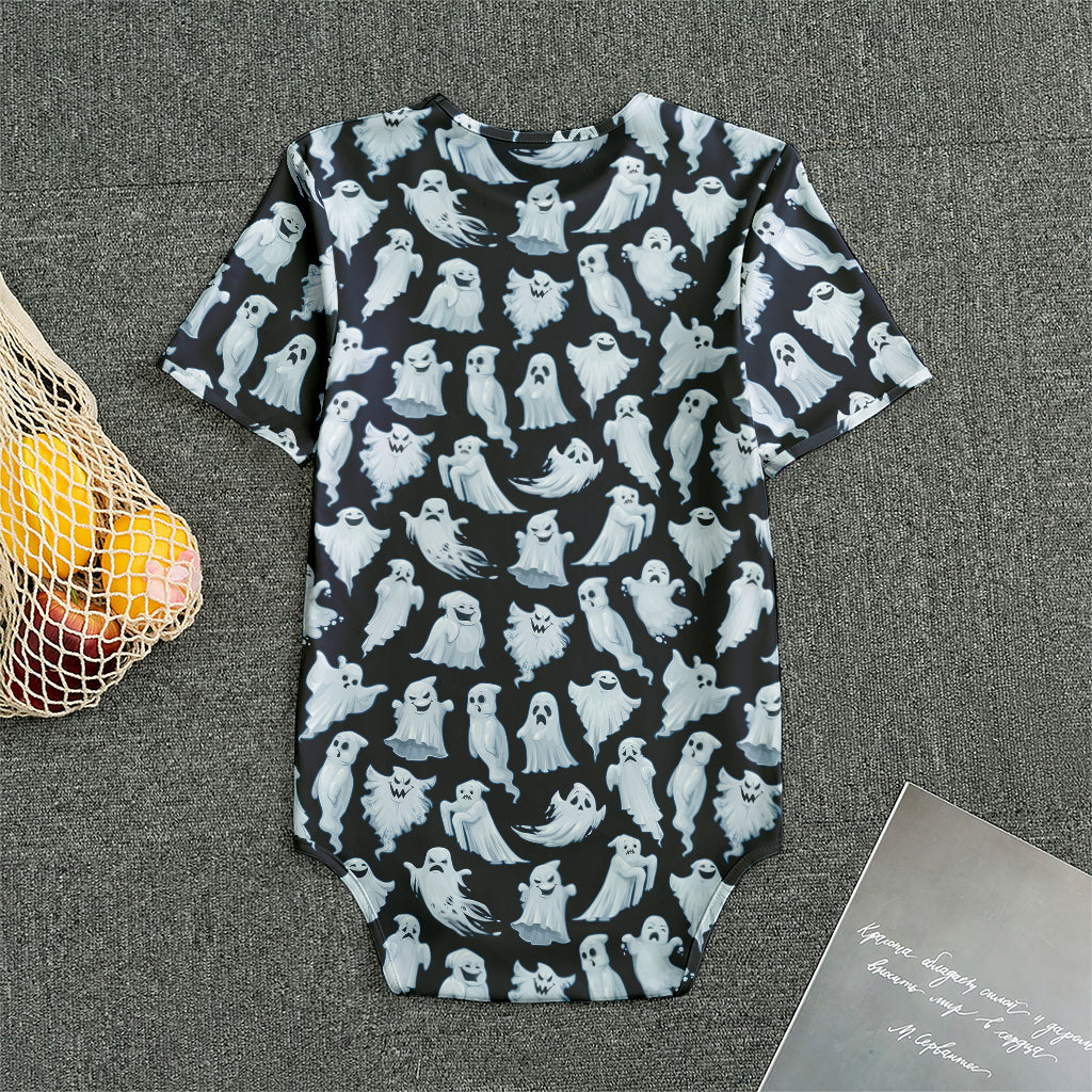 White Ghost Pattern Print Men's Bodysuit