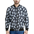White Ghost Pattern Print Men's Bomber Jacket