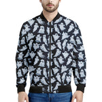 White Ghost Pattern Print Men's Bomber Jacket