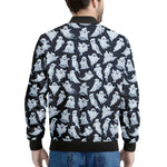 White Ghost Pattern Print Men's Bomber Jacket