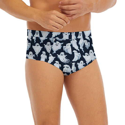 White Ghost Pattern Print Men's Briefs