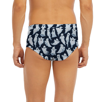 White Ghost Pattern Print Men's Briefs
