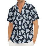 White Ghost Pattern Print Men's Deep V-Neck Shirt