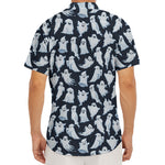 White Ghost Pattern Print Men's Deep V-Neck Shirt