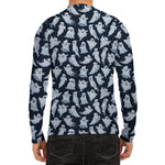 White Ghost Pattern Print Men's Long Sleeve Rash Guard