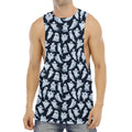 White Ghost Pattern Print Men's Muscle Tank Top