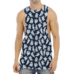 White Ghost Pattern Print Men's Muscle Tank Top