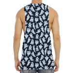 White Ghost Pattern Print Men's Muscle Tank Top
