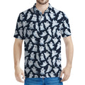 White Ghost Pattern Print Men's Polo Shirt