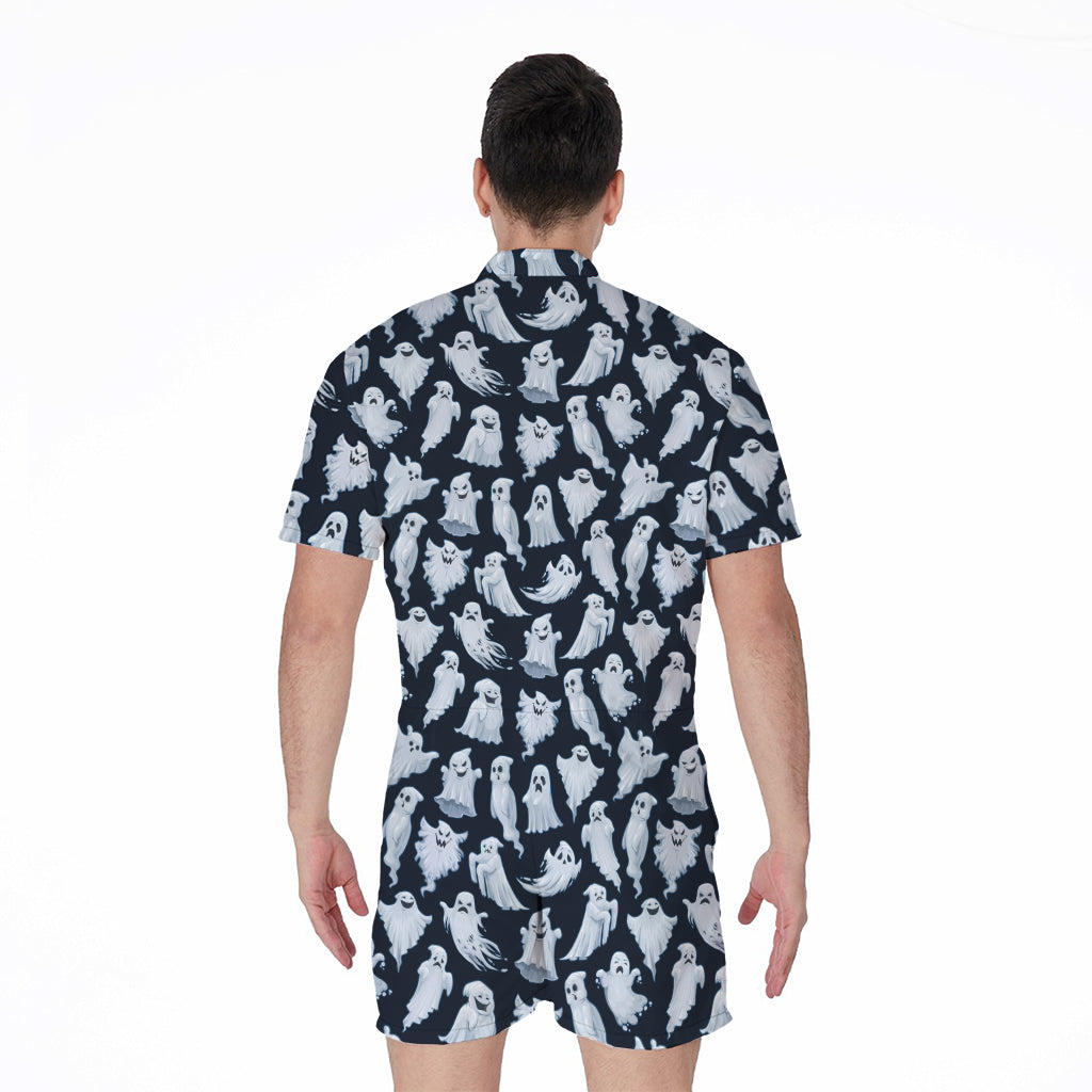 White Ghost Pattern Print Men's Rompers
