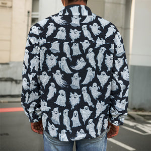 White Ghost Pattern Print Men's Shirt Jacket