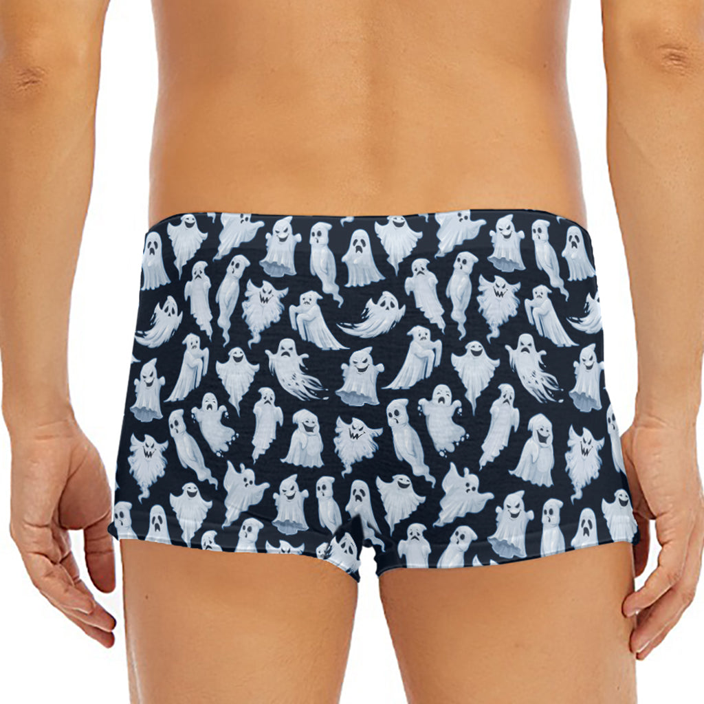 White Ghost Pattern Print Men's Short Boxer Briefs