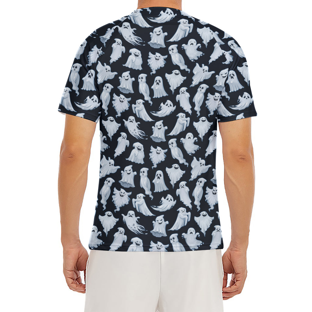 White Ghost Pattern Print Men's Short Sleeve Rash Guard