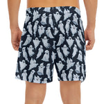 White Ghost Pattern Print Men's Split Running Shorts