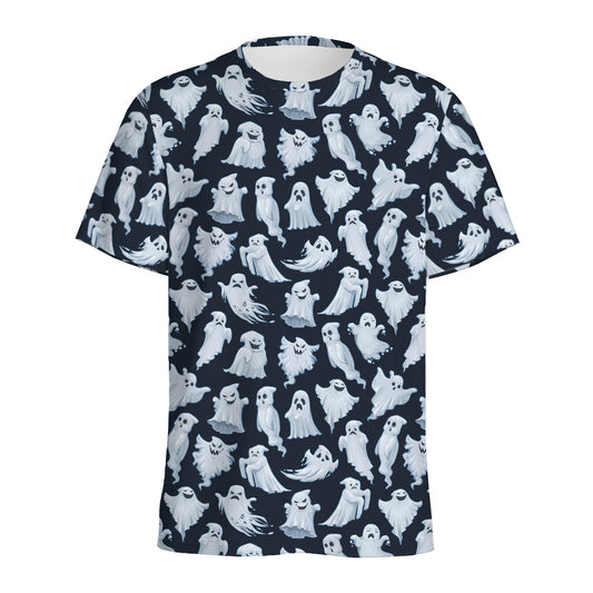 White Ghost Pattern Print Men's Sports T-Shirt