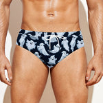 White Ghost Pattern Print Men's Swim Briefs