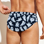 White Ghost Pattern Print Men's Swim Briefs