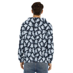 White Ghost Pattern Print Men's Velvet Pullover Hoodie