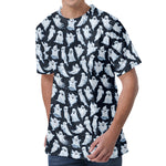 White Ghost Pattern Print Men's Velvet T-Shirt