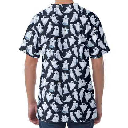 White Ghost Pattern Print Men's Velvet T-Shirt