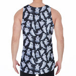 White Ghost Pattern Print Men's Velvet Tank Top