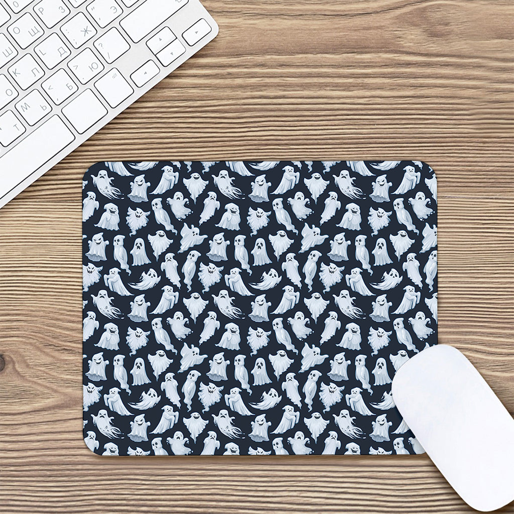 White Ghost Pattern Print Mouse Pad