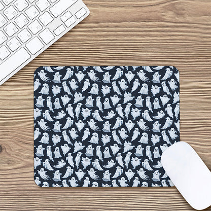 White Ghost Pattern Print Mouse Pad