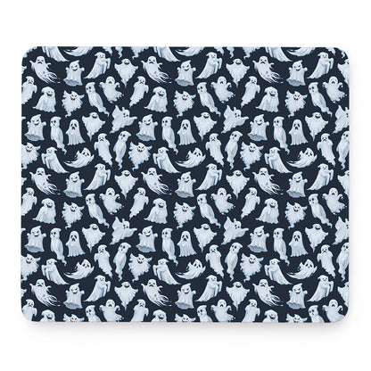 White Ghost Pattern Print Mouse Pad