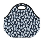 White Ghost Pattern Print Neoprene Lunch Bag