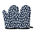 White Ghost Pattern Print Oven Mitts