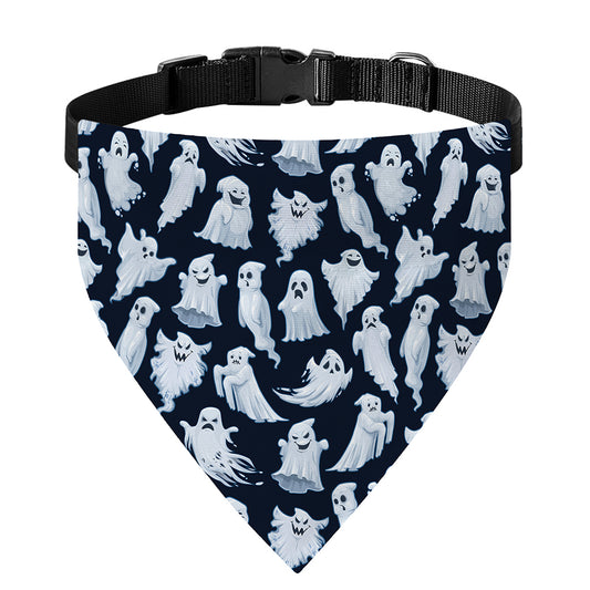 White Ghost Pattern Print Over The Collar Dog Bandana