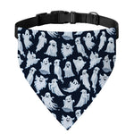White Ghost Pattern Print Over The Collar Dog Bandana