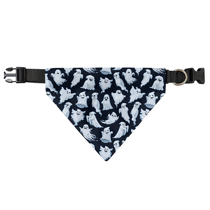 White Ghost Pattern Print Over The Collar Dog Bandana