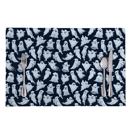 White Ghost Pattern Print Placemat