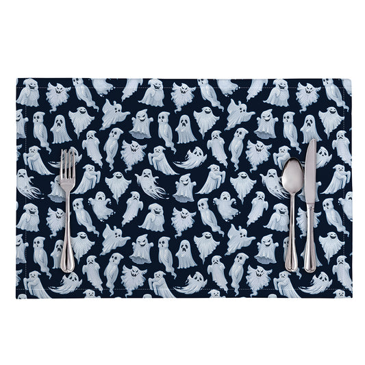 White Ghost Pattern Print Placemat