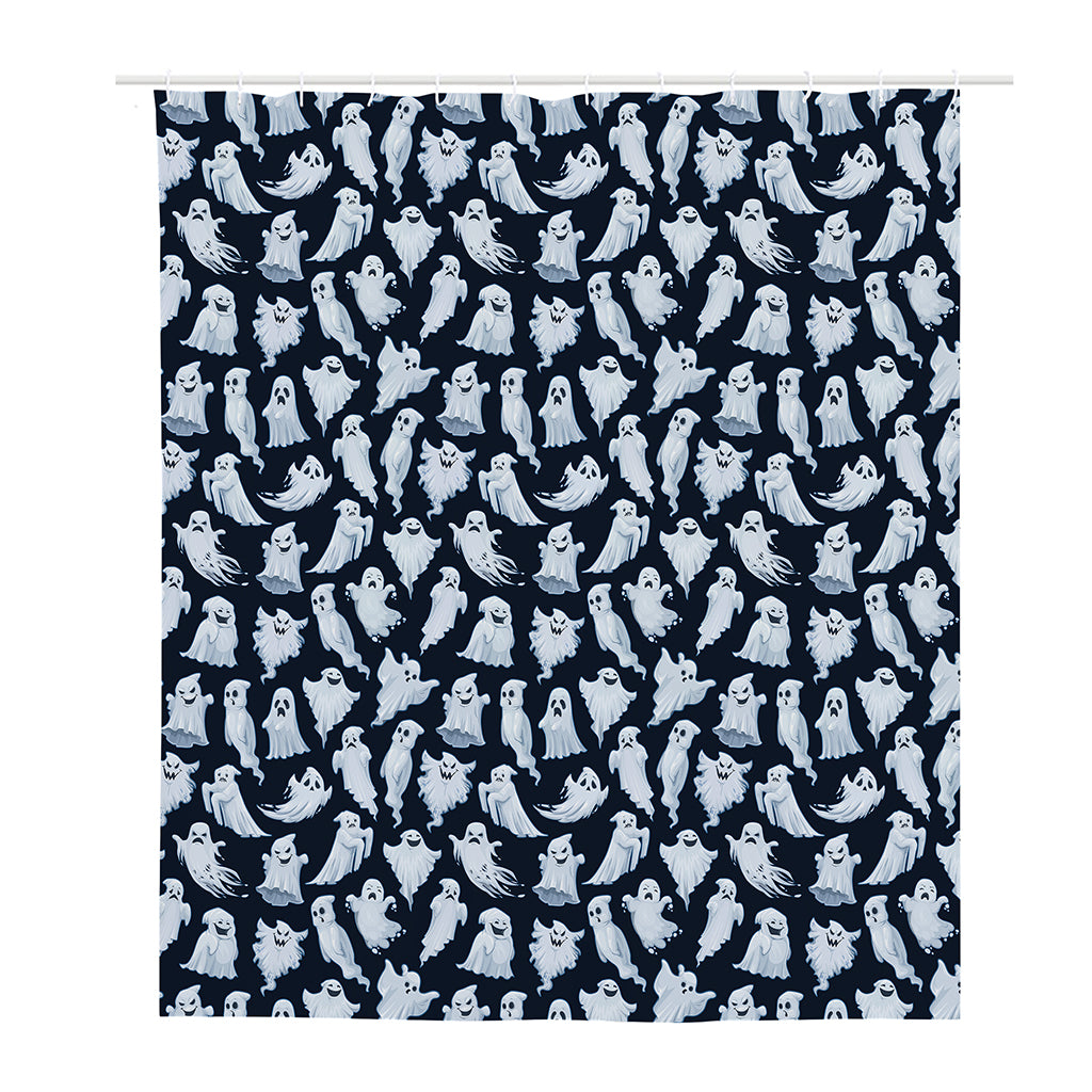White Ghost Pattern Print Polyester Shower Curtain