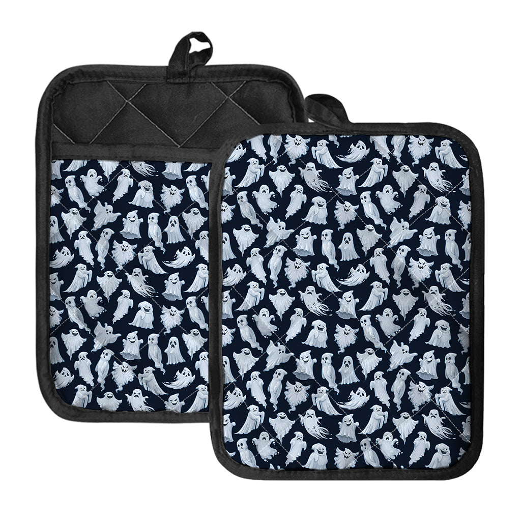White Ghost Pattern Print Pot Holders With Pocket