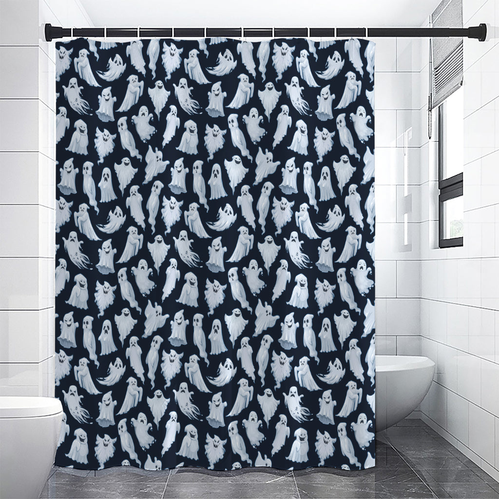 White Ghost Pattern Print Premium Shower Curtain