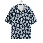 White Ghost Pattern Print Rayon Hawaiian Shirt
