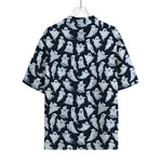 White Ghost Pattern Print Rayon Hawaiian Shirt